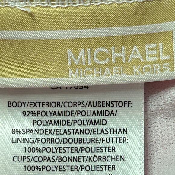 Michael MK Textured One Shoulder Cutout One Piece Swimsuit Cream Women 12 NWT - Picture 3 of 9